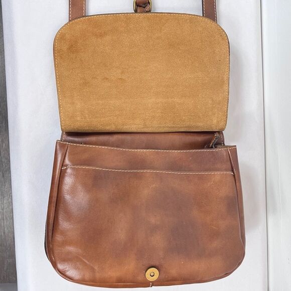 Patricia Nash London Saddle Bag Map Print in Riot Rust Brown Full Grain Leather - Picture 4 of 12